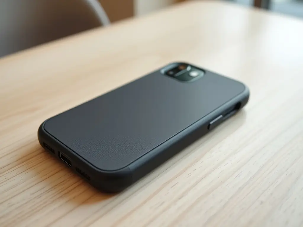 An image showcasing the precise cutouts and tactile buttons of a TechTrove Premium Protection phone case. The case is shown on an iPhone, highlighting how it maintains full access to all ports and functions.